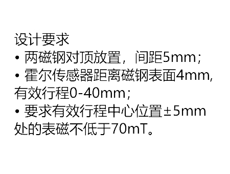 磁性傳感器用磁鋼設(shè)計(jì)要求，對(duì)磁鋼間距、霍爾等提出了具體參數(shù)要求
